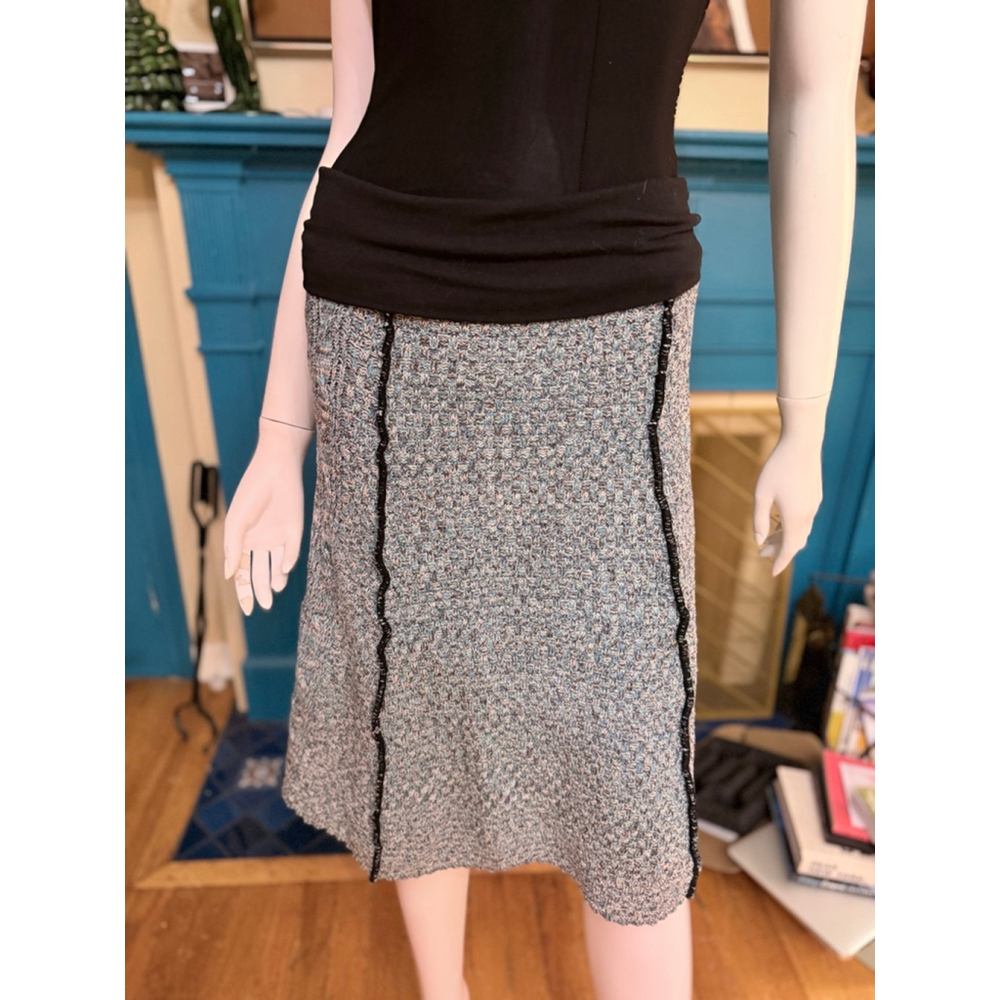 Vintage Women's green Blue Knit A-Line Skirt M